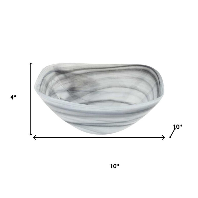 HomeRoots 10" Alabaster Glass Square Salad Bowl image number 3