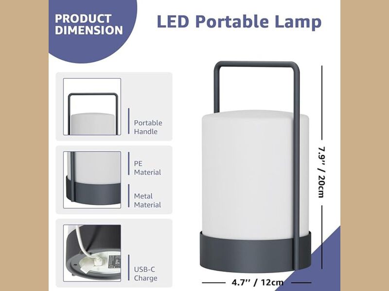 Outdoor Cordless LED Lantern Table Lamp IP44 Waterproof RGB Portable Handle image number 2