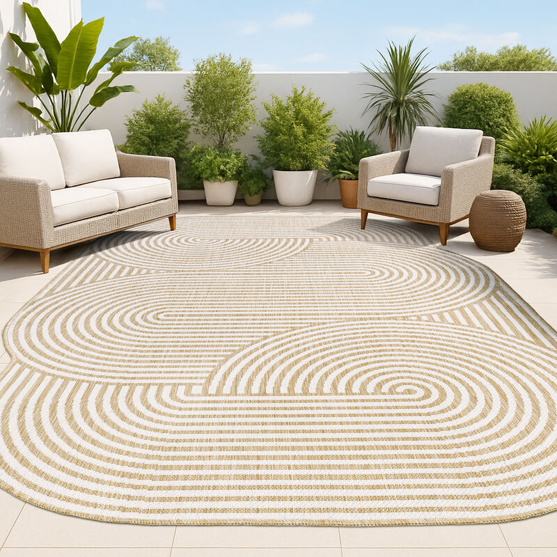 Margot Modern Geometric Arch Stripe Indoor/Outdoor Shaped Area Rug