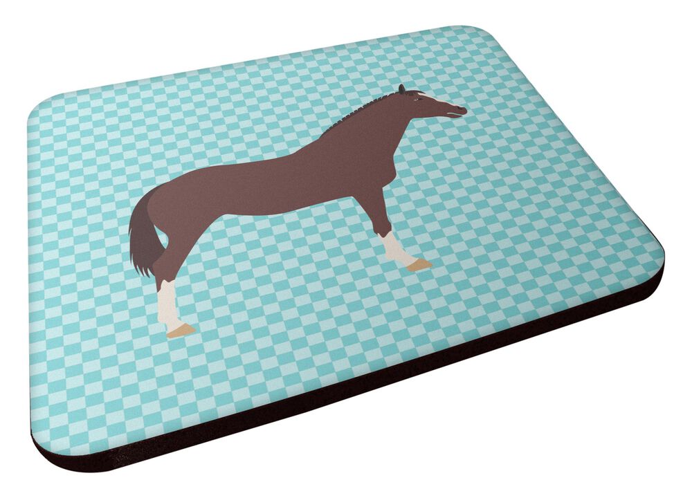 Caroline's Treasures English Thoroughbred Horse Blue Check Decorative coasters, 3.5, Multicolor