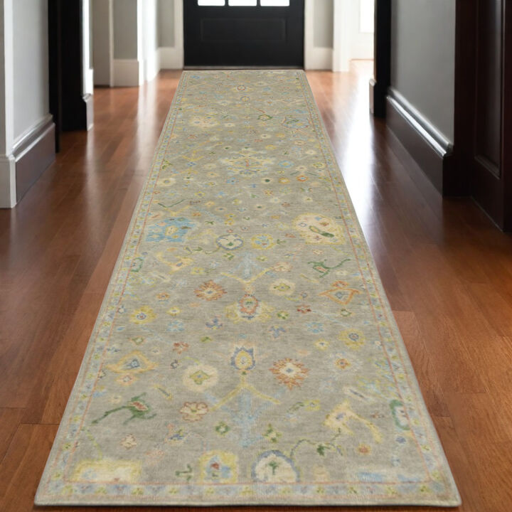 HomeRoots Wool Oriental Hand Knotted Area Rug With Fringe