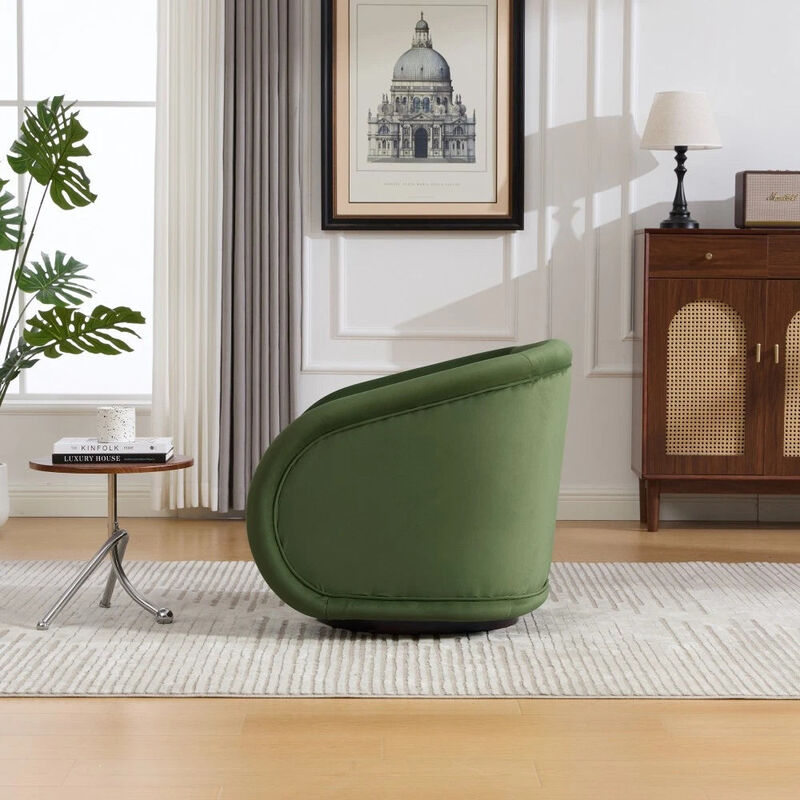 Envelor Luxury Boucle Velvet 360&deg; Swivel Barrel Accent Chair image number 5