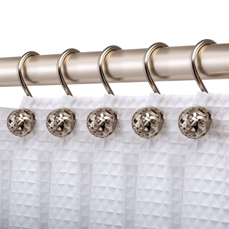 Utopia Alley Rust-Resistant Metal Shower Curtain Hooks with Hollow Ball Design, Shower Hooks Hangers for Bathroom, Kitchen Utensils, Curtains, Clothing, Towels etc - Set of 12 image number 1