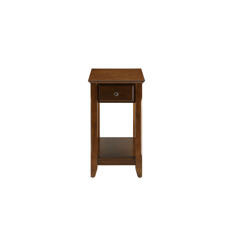 Solid Wood End Table &ndash; Single Drawer Accent Table with Storage Shelf