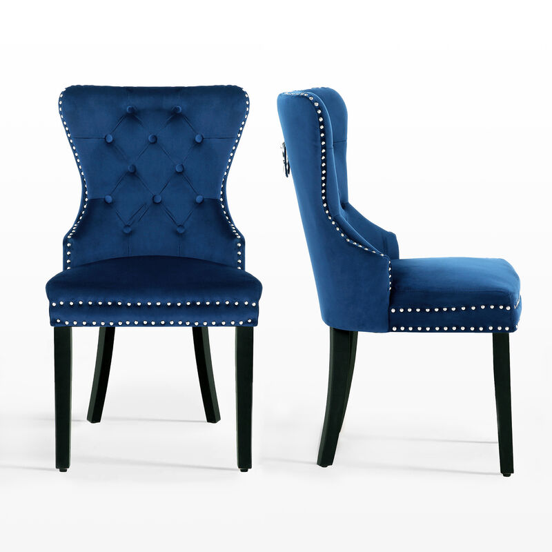 WestinTrends Velvet Upholstered Tufted Dining Chairs (Set of 2)