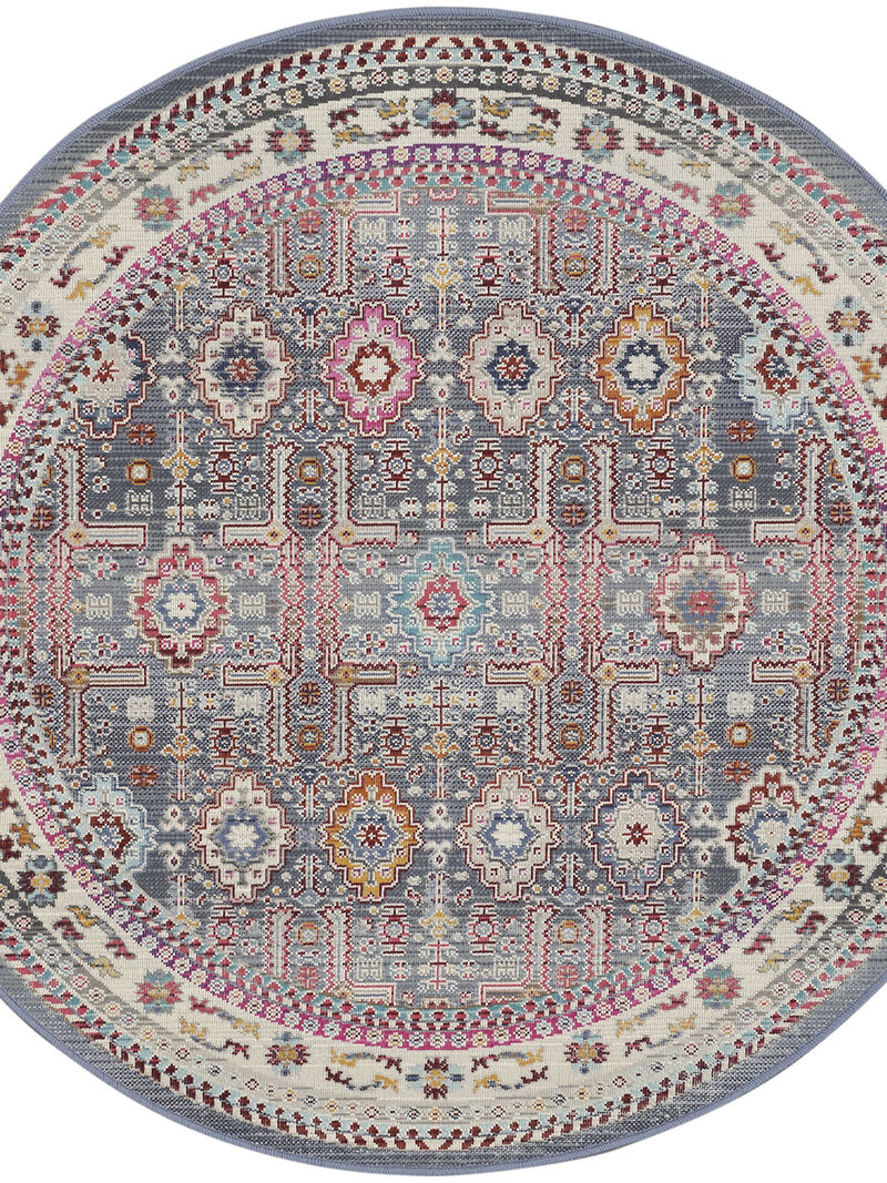 Vintage Kashan VKA05 Gray/Multicolor 4' x Round Rug