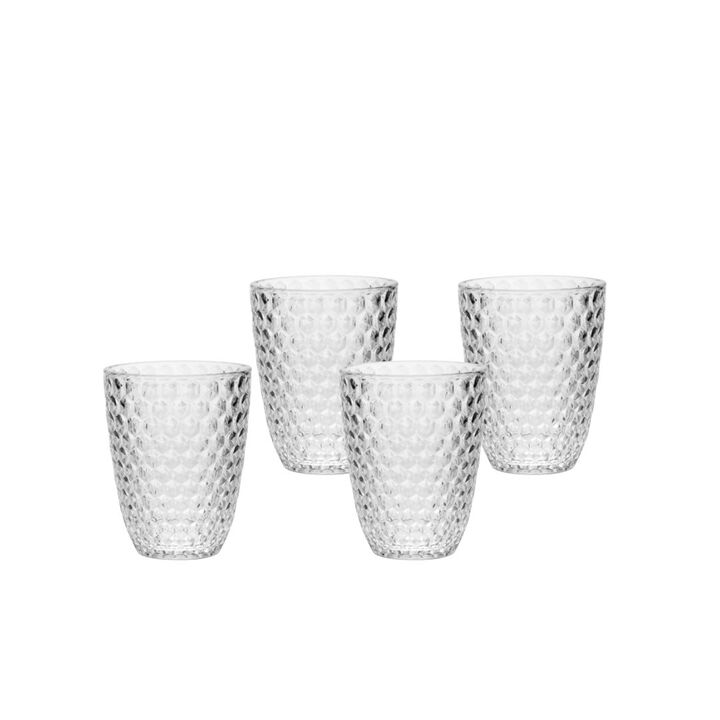 Set of Four Acrylic Diamond Stemless Whiskey Glasses – Elegant Drinkware for Home Bar or Entertaining