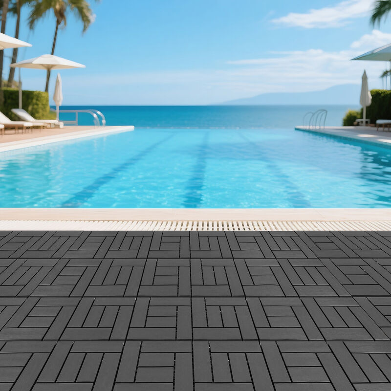 44 Pcs Interlocking Deck Tiles,Plastic Patio Flooring Outdoor Waterproof, All Weather Use for Balcony Porch Backyard Poolside image number 5