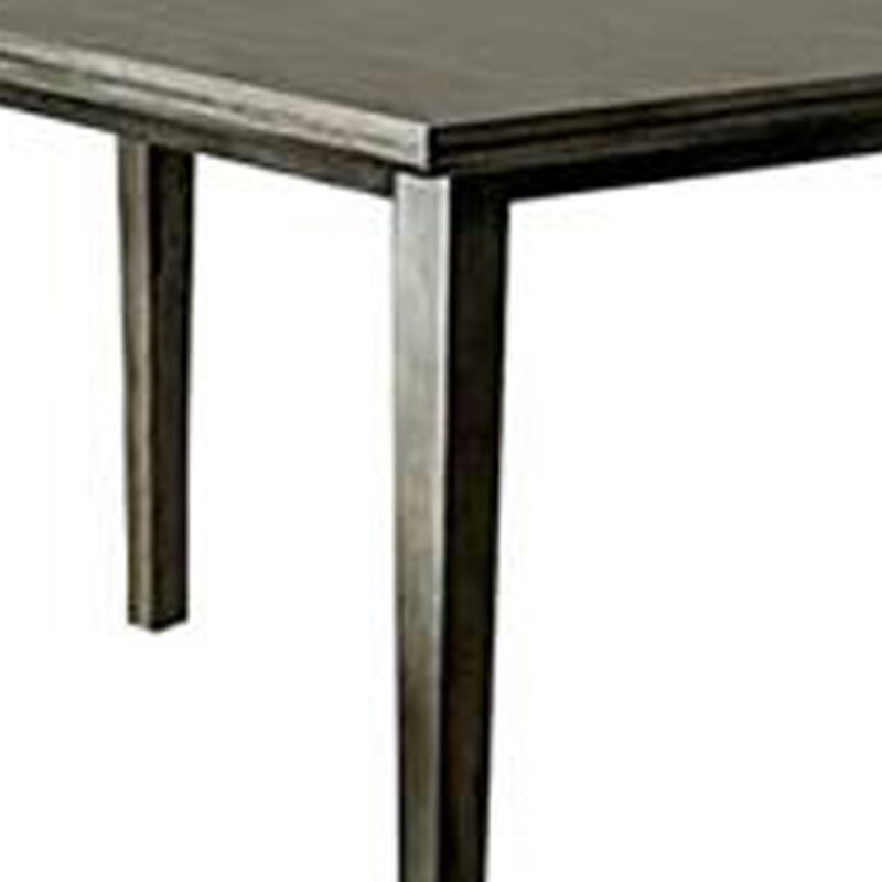 Rectangular Wooden Dining Table with Tapered Block Legs, Gray-Benzara