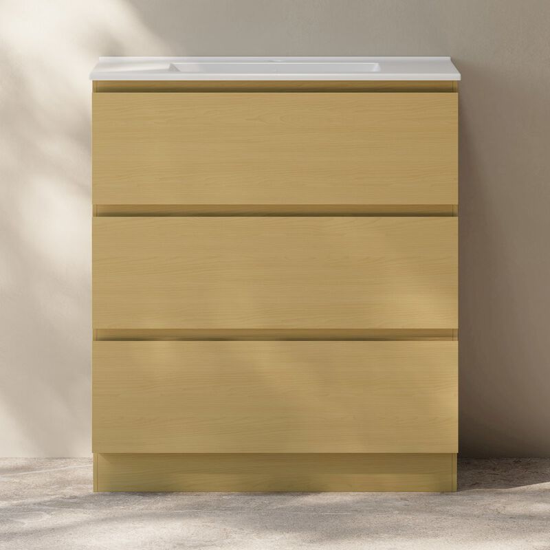 Liberte 30" Freestanding Bathroom Vanity in Natural Oak with Sink Top image number 5