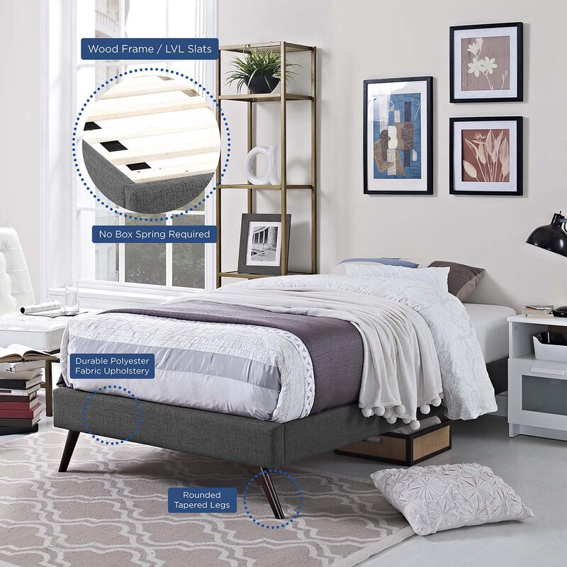Modway - Loryn Twin Fabric Bed Frame with Round Splayed Legs image number 5