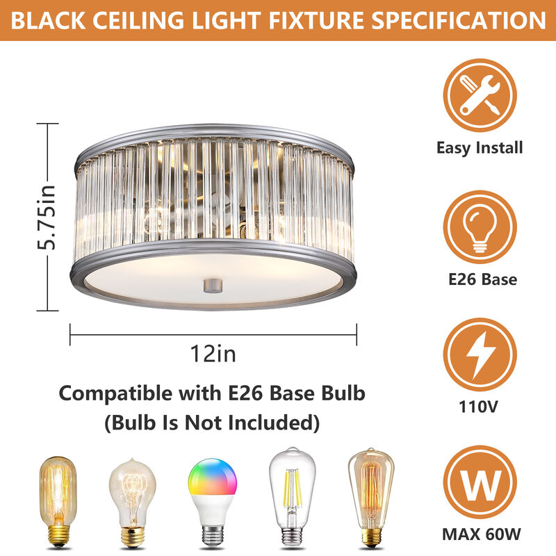 Modern 2-Light Flush Mount Ceiling Light with Clear Glass image number 2