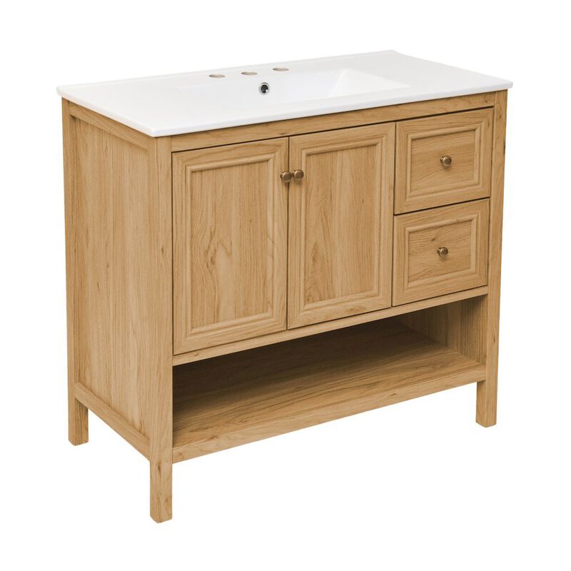 36" Freestanding Bathroom Vanity with 3-Hole Widespread Sink Top image number 1