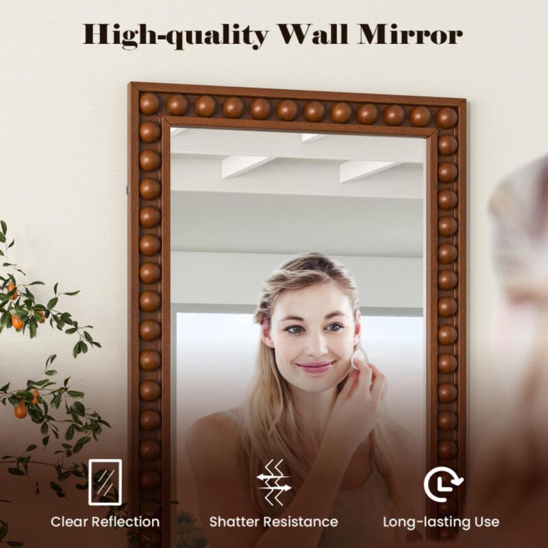 Hivvago Rustic Wall Mirror with Solid Wood Frame for Living Room  Bedroom