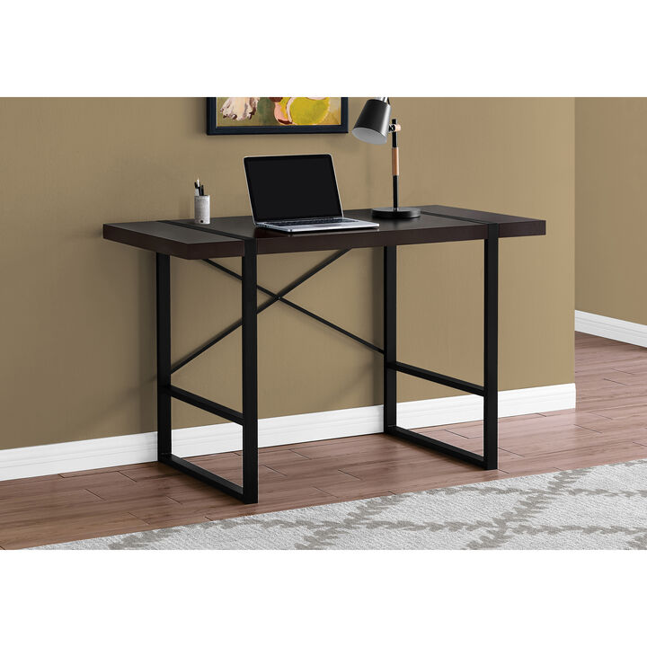 Monarch Specialties I 7311 Computer Desk, Home Office, Laptop, 48"L, Work, Metal, Laminate, Brown, Black, Contemporary, Modern