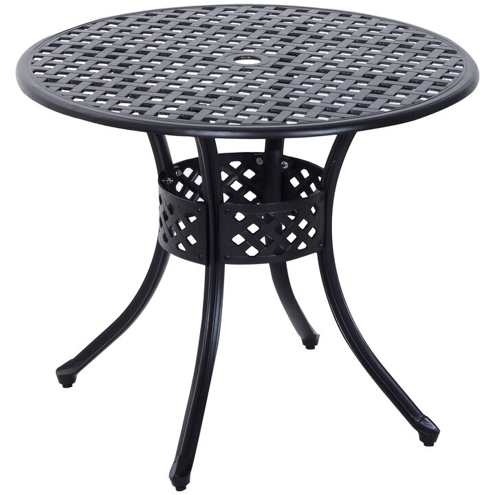 Classic Outdoor Table: Round Black Cast Aluminum Bistro Table