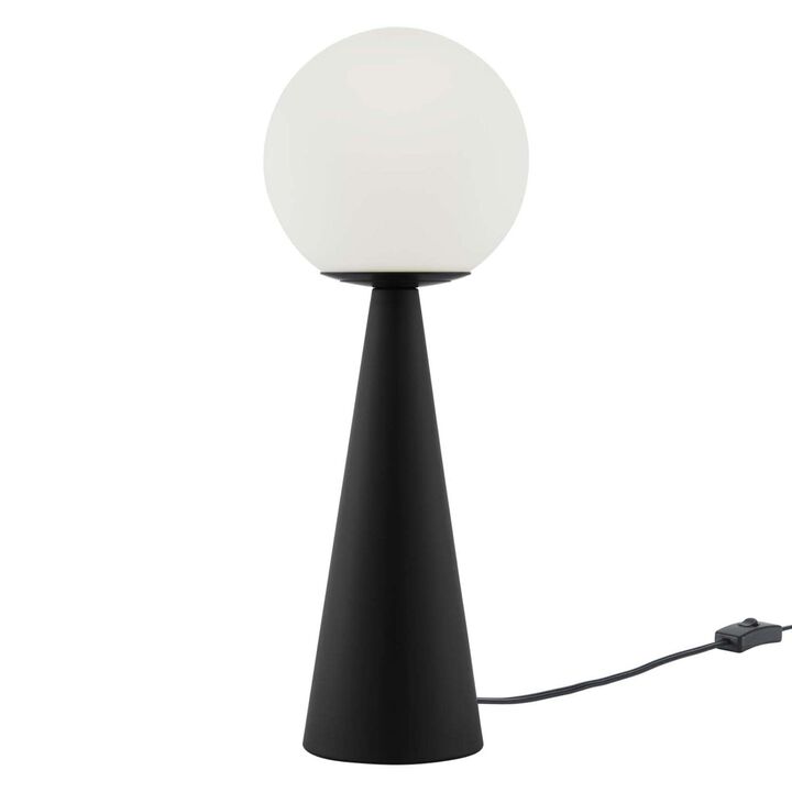 Modway Apex 1-Light Modern Glass/Metal Table Lamp in White/Black