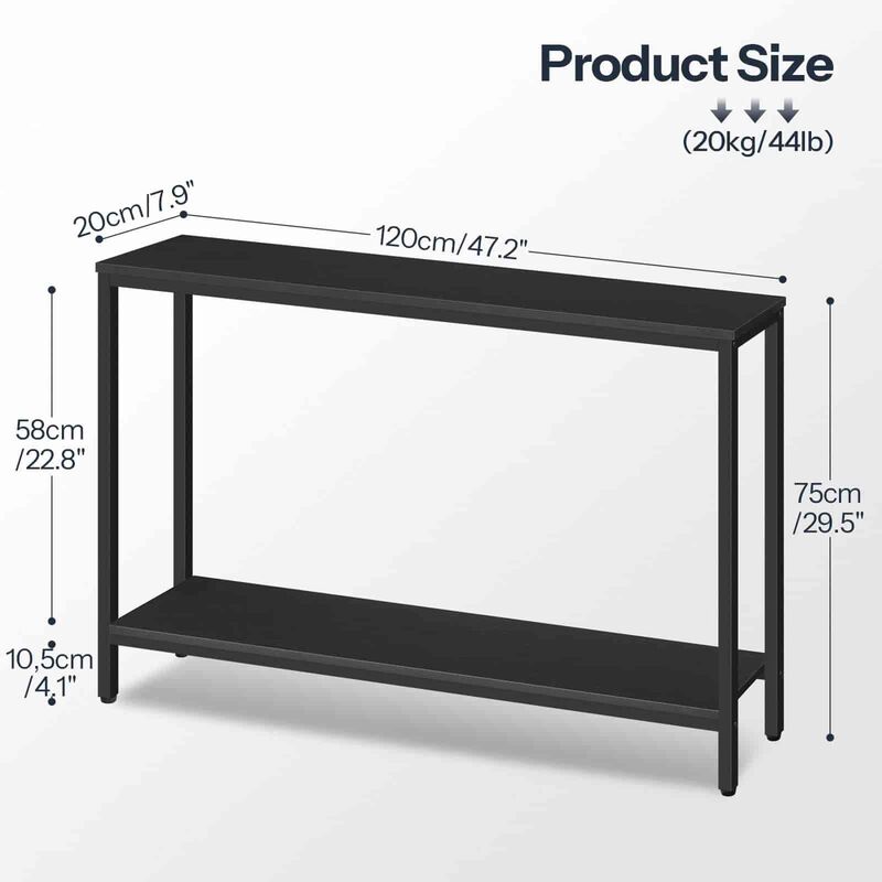 Modern Narrow Sofa Table with Storage Shelf for Small Spaces-Black image number 2