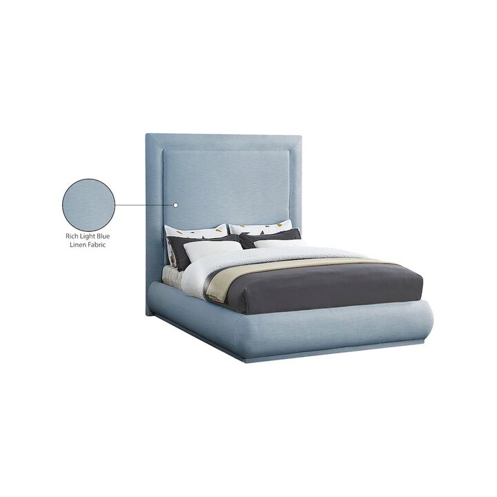 Meridian Furniture Brooke Light Blue Linen Textured Fabric Queen Bed