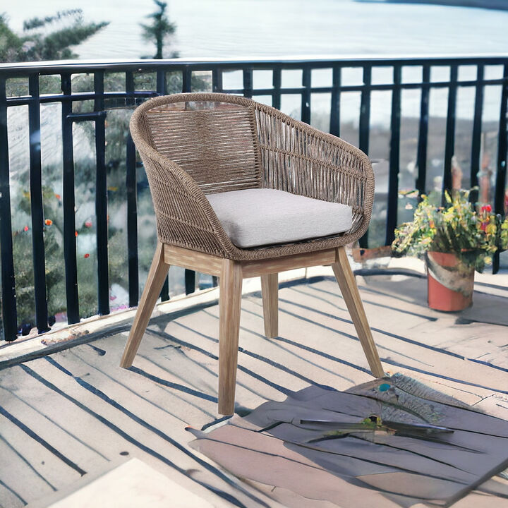 Wooden Outdoor Dining Chair with Comfortable Cushion for Backyard Seating