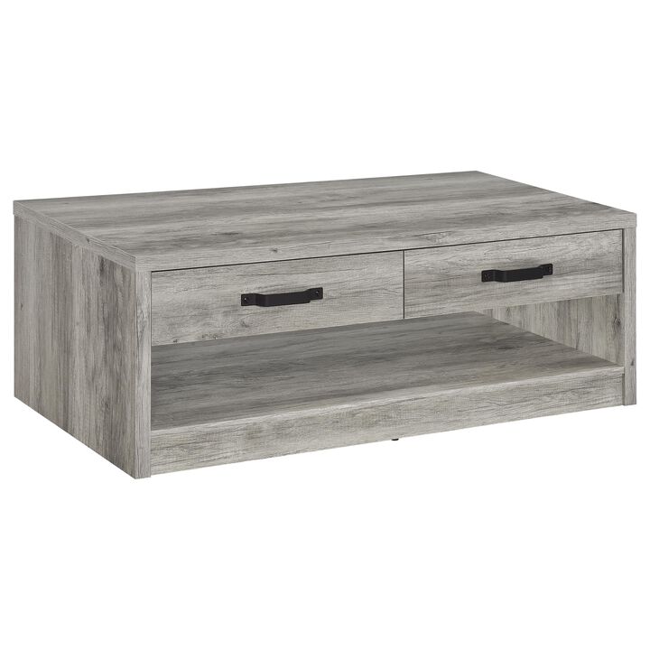 Coaster Felix 2-drawer Engineered Wood Coffee Table Grey Driftwood