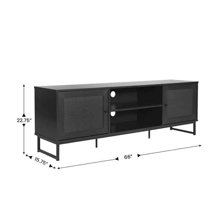 Flash Furniture Malaki Mid-Century Modern 65 Inch TV Stand, TV Stand for up to 70" TV's, Black