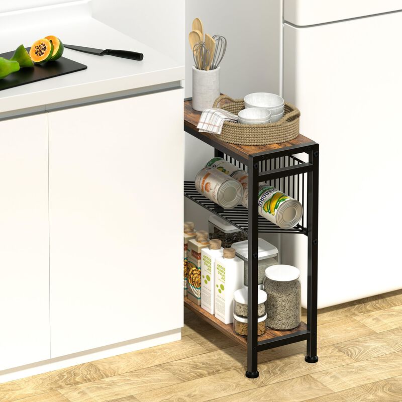 Lifenite Side Table for Small Spaces, Narrow End Table with Magazine Holder, 2 in 1 Design Slim Side Table, Skinny Nightstand fo