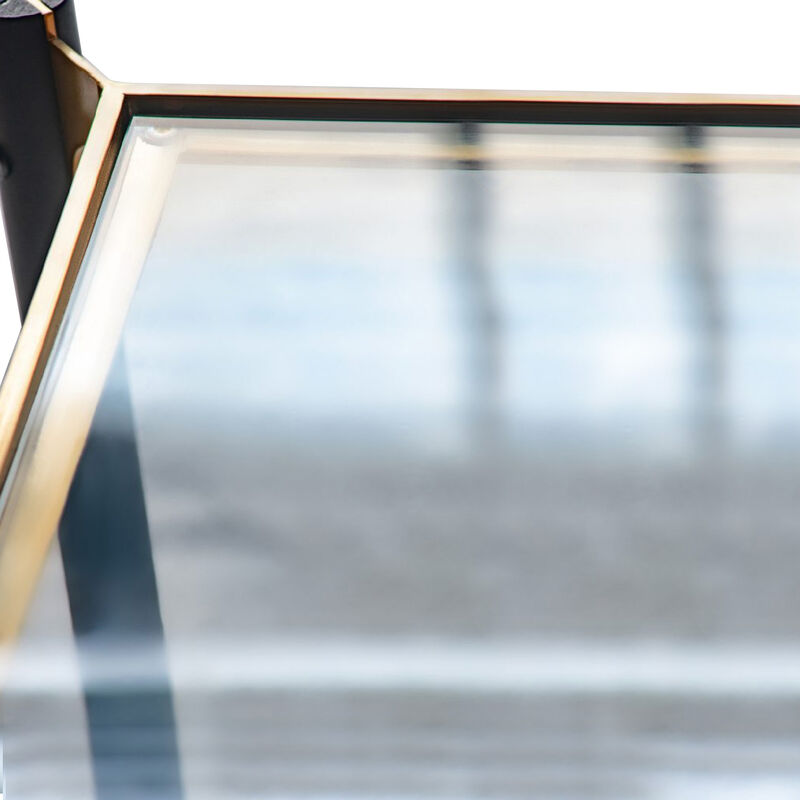 24 Inch Accent Side Table, Iron Frame, Glass Top, Modern, Gold, Black