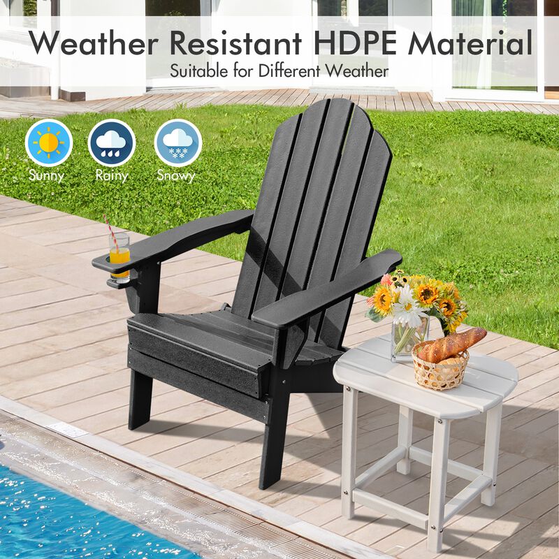 Foldable Weather Resistant Patio Chair with Built-in Cup Holder image number 2