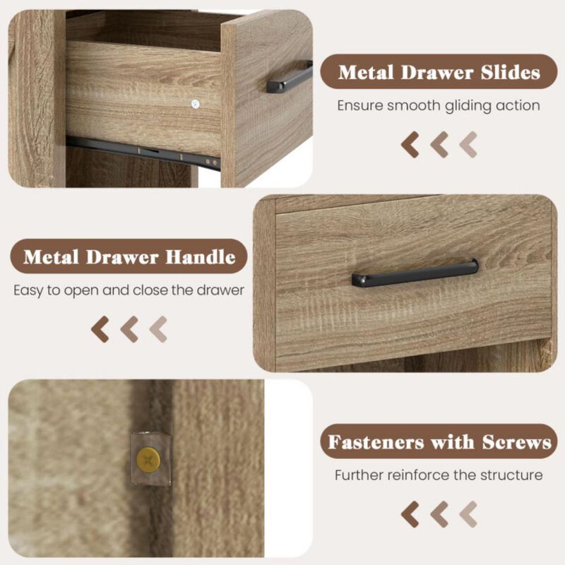 Nightstand with Drawer and Shelf, Modern Bedside Table for Bedroom Storage