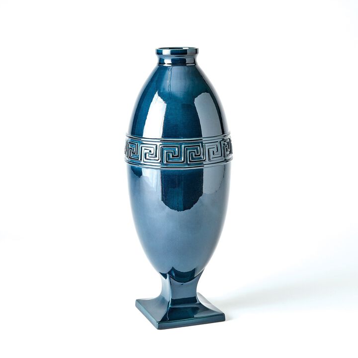 Greek Key Vase- Blue Large