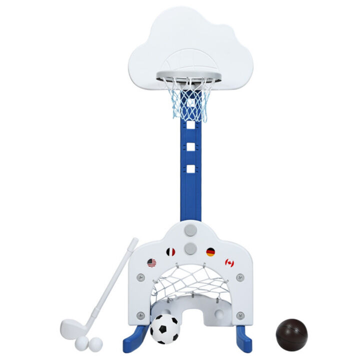3-in-1 Adjustable Basketball Hoop Set for Kids with Balls, Height Adjustable Indoor Outdoor Playset