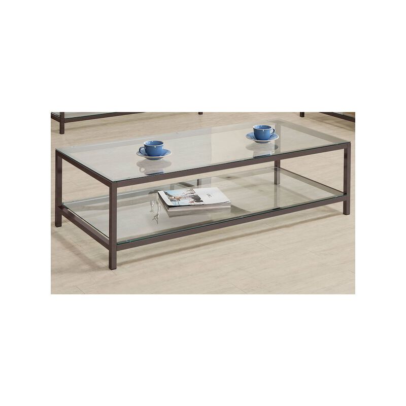 Coaster Co. of America Trini 1-shelf Glass Top Coffee Table Black Nickel