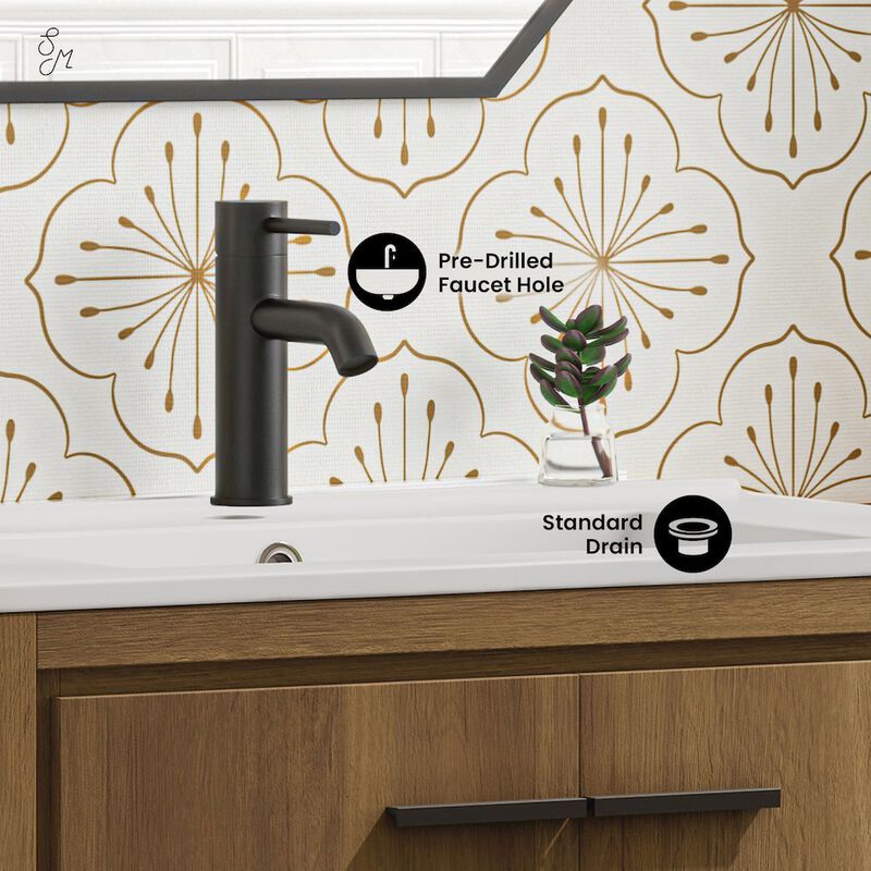Virage 30" Freestanding Bathroom Vanity in Brown Oak with Sink Top image number 2