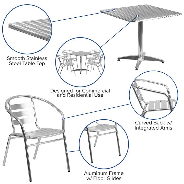 31.5SQ Aluminum Table Set