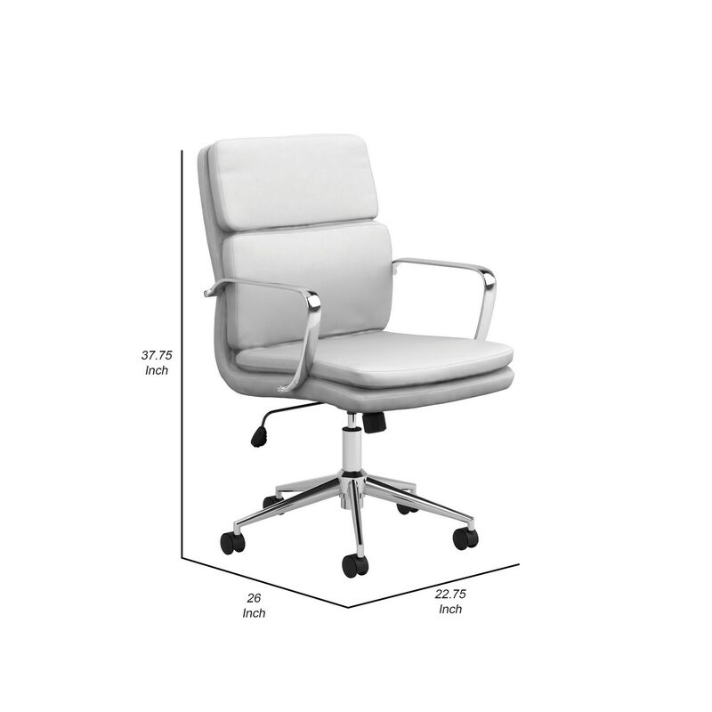 Leatherette Office Chair with Top Panel Padded Back, Gray-Benzara