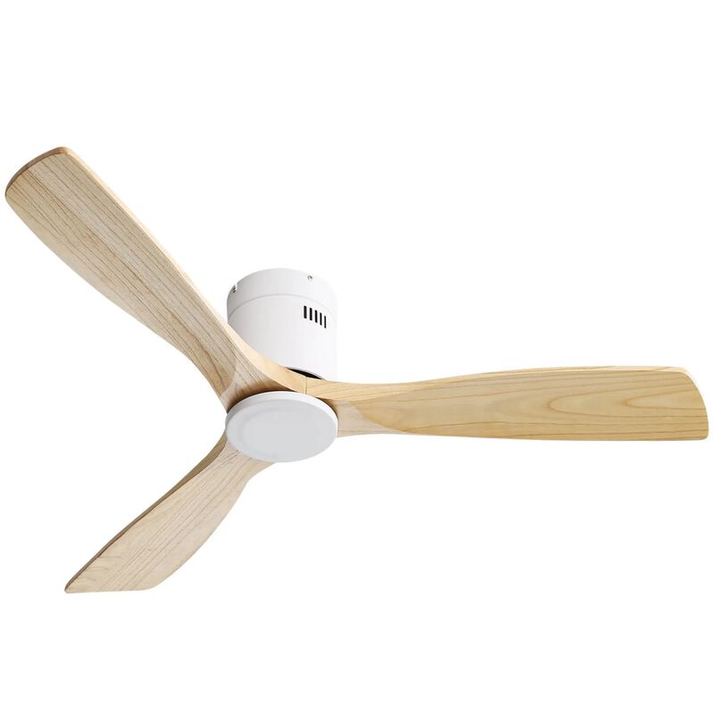52 Inch Wooden Ceiling Fan With 3 Solid Wood Blades Remote Control Reversible DC Motor Witout Light image number 0