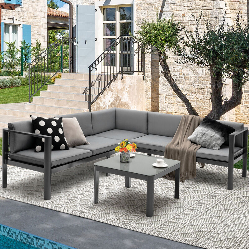 3-Piece Aluminum Patio Furniture Set with 6-Level Adjustable Backrests for Outdoor Relaxation
