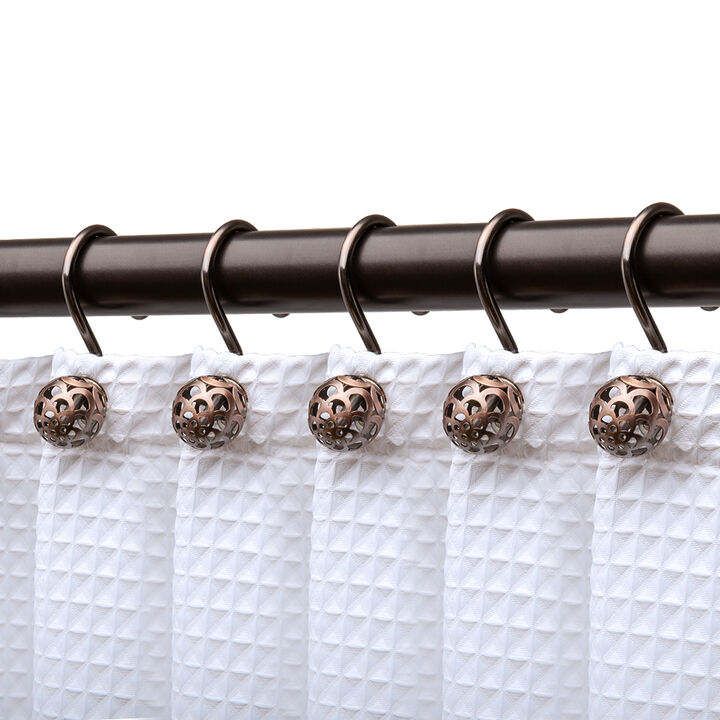 Utopia Alley Rust-Resistant Metal Shower Curtain Hooks with Hollow Ball Design, Shower Hooks Hangers for Bathroom, Kitchen Utensils, Curtains, Clothing, Towels etc - Set of 12