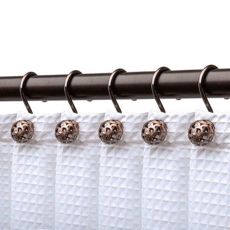 12-Piece Resistant Metal Shower Curtain Hooks with Hollow Ball Design image number 1