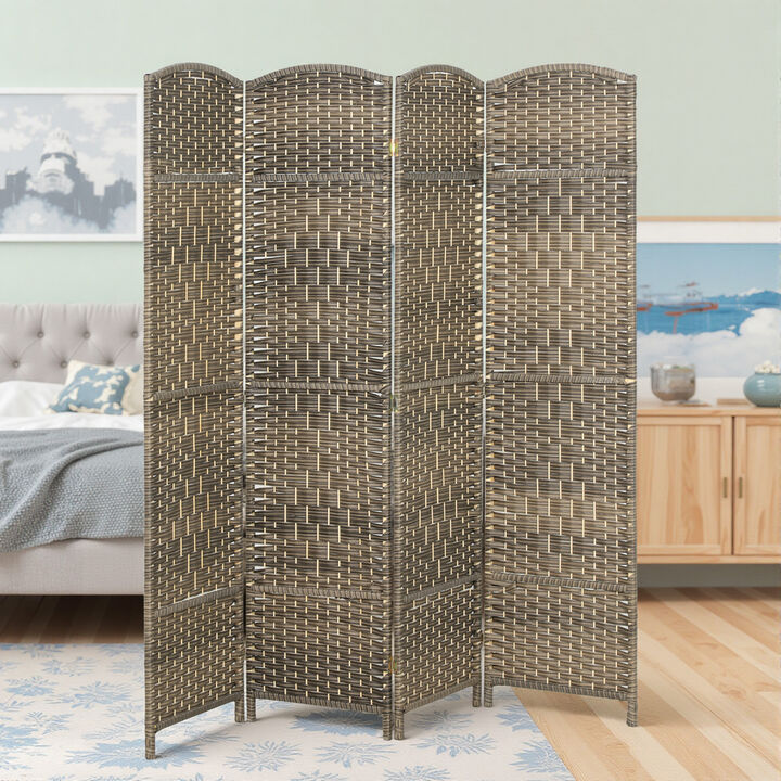 Hivvago 6' Tall Freestanding Wood Privacy Screen with 4 Panels