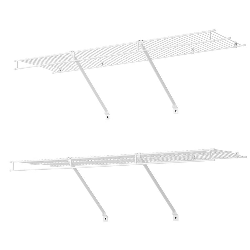 Set of 2 Wall Mounted Wire Shelves, Heavy Duty Carbon Steel Storage Rack image number 2