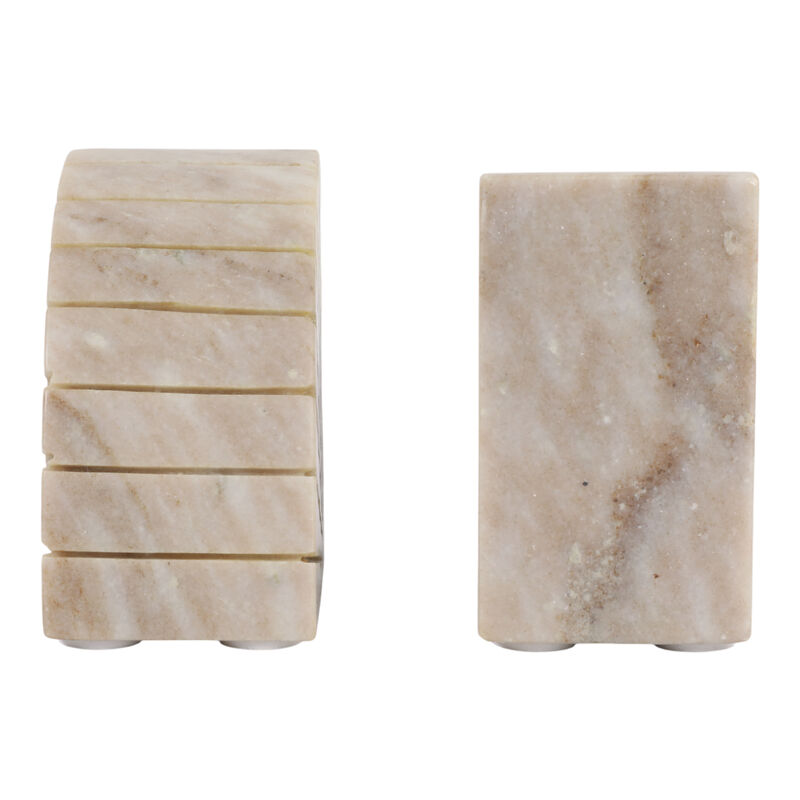 S/2 5" Marble Bookends, Tan image number 4