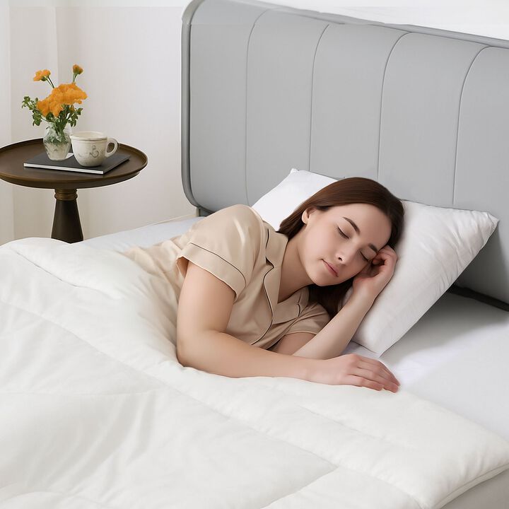 Pure Mulberry Silk Pillowcase with Hidden Zipper, Smooth Pillow Cover for Hair and Skin-White