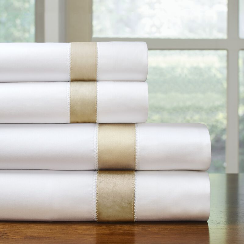Pointehaven 525 Thread count Long staple cotton Bordered Hem, 4 pc sheet set