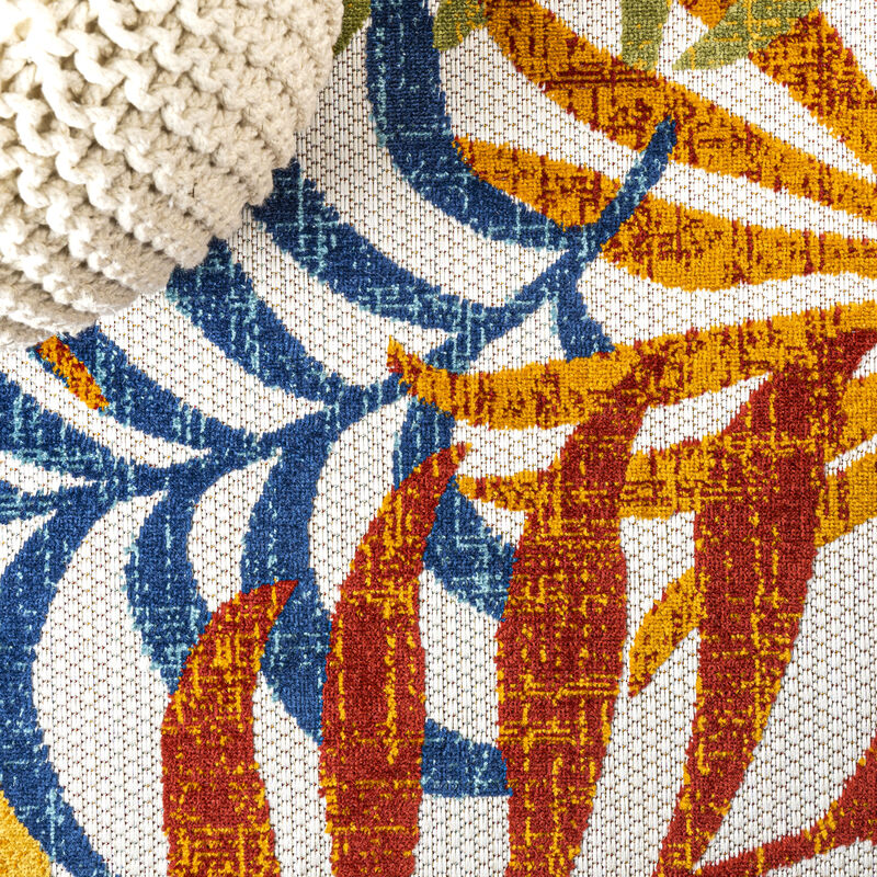 Tropics Palm Leaves Square Indoor/Outdoor Area Rug
