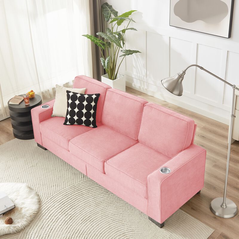 Spresk 83.86"Snowfleece Fabric sofa image number 3