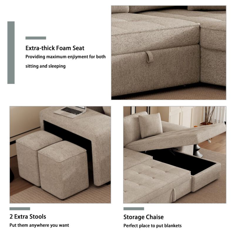 Torwuf Reversible Sleeper Sectional Sofa image number 8