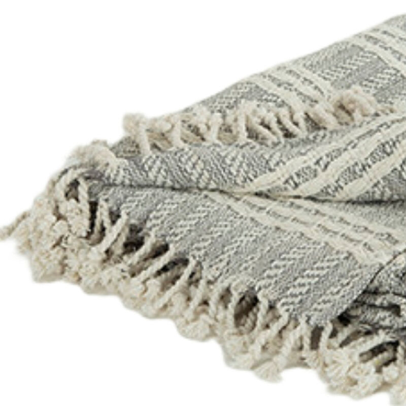 HomeRoots Charcoal Woven 100% Cotton Throw Blanket image number 3