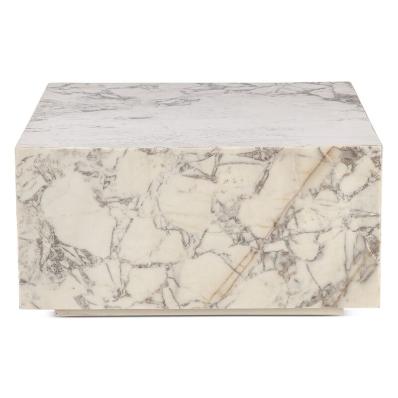 World Interiors Giza 32 Drum Coffee Table in Alabaster Marble